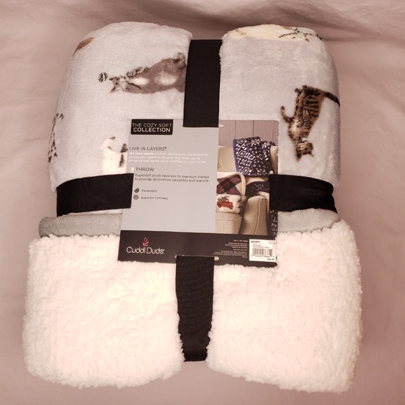 Cuddl Duds Bedding Cuddl Duds Sherpa Fleece Plush Throw Kitty Cat